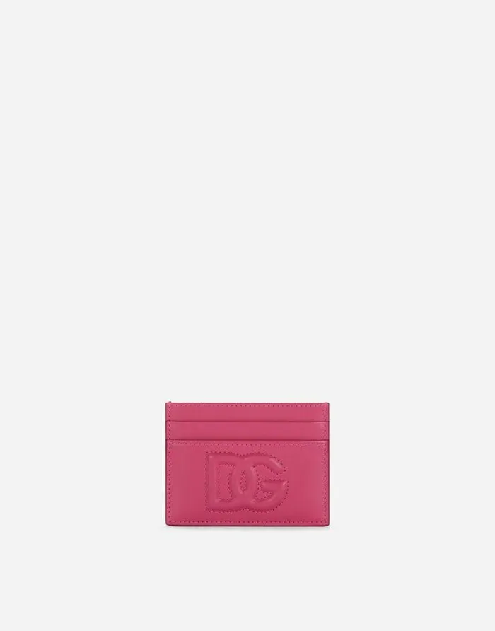Dolce and Gabbana Wallets And Small Leather Goods Women Calfskin Card Holder With DG Logo Lilac Dolce and Gabbana Wallets And Small Leather Goods Women Calfskin Card Holder With DG Logo Lilac