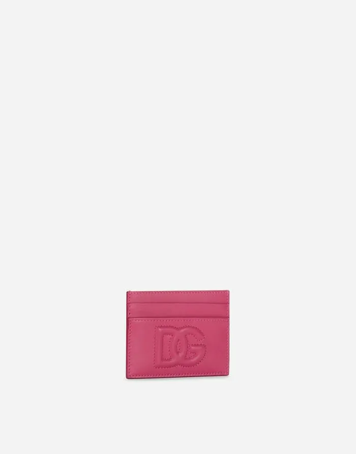 Dolce and Gabbana Wallets And Small Leather Goods Women Calfskin Card Holder With DG Logo Lilac Dolce and Gabbana Wallets And Small Leather Goods Women Calfskin Card Holder With DG Logo Lilac
