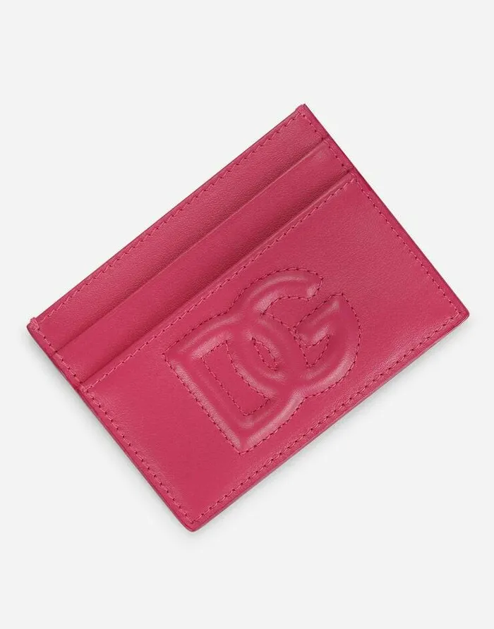 Dolce and Gabbana Wallets And Small Leather Goods Women Calfskin Card Holder With DG Logo Lilac Dolce and Gabbana Wallets And Small Leather Goods Women Calfskin Card Holder With DG Logo Lilac