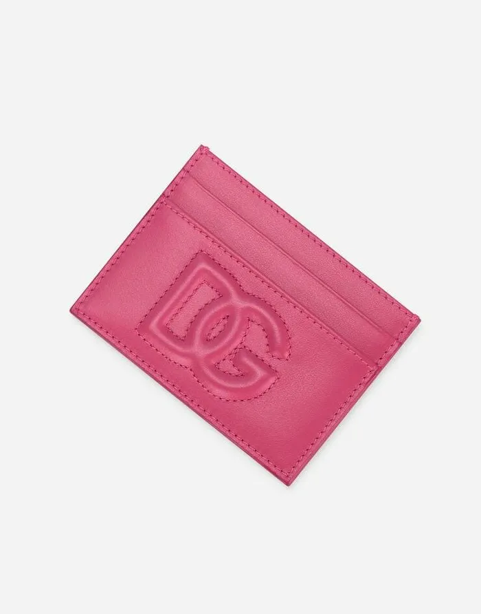 Dolce and Gabbana Wallets And Small Leather Goods Women Calfskin Card Holder With DG Logo Lilac Dolce and Gabbana Wallets And Small Leather Goods Women Calfskin Card Holder With DG Logo Lilac