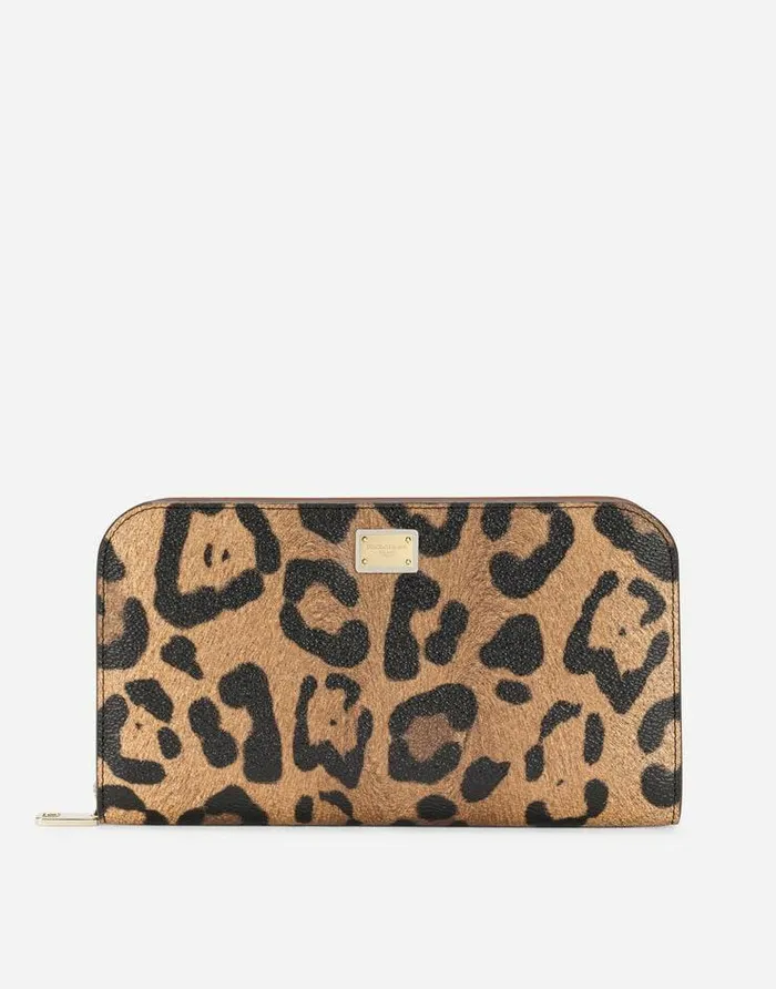 Dolce and Gabbana Wallets And Small Leather Goods Women Leopardprint Crespo Ziparound Wallet With Branded Plate Multicolor Dolce and Gabbana Wallets And Small Leather Goods Women Leopardprint Crespo Ziparound Wallet With Branded Plate Multicolor