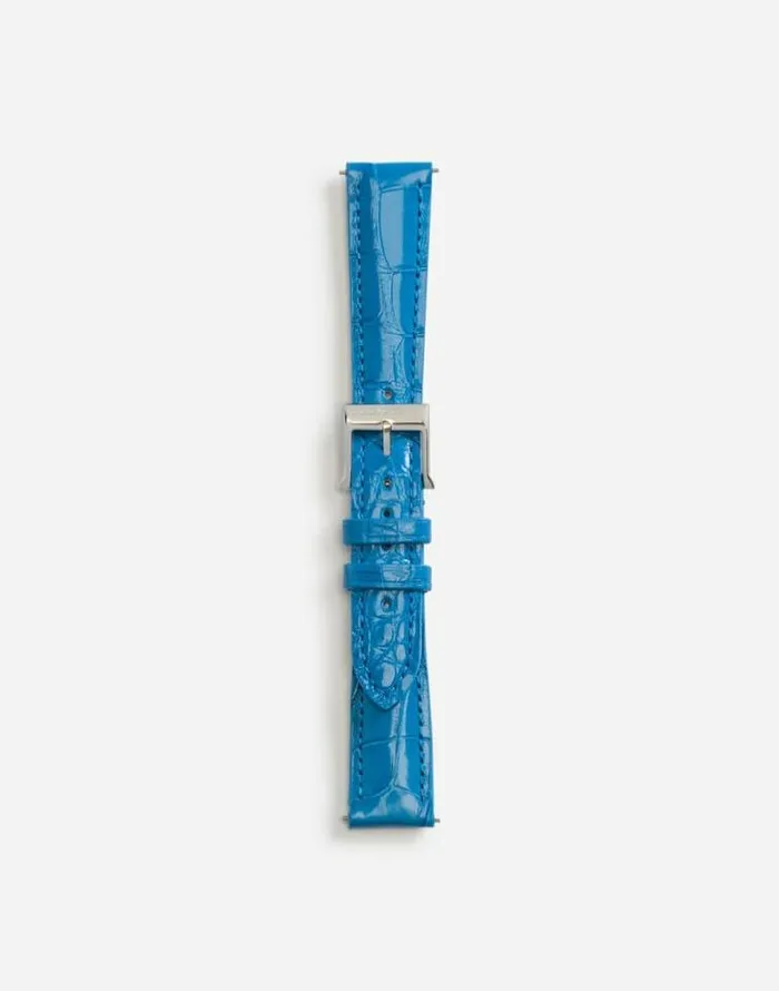 Dolce and Gabbana WatchesandStraps Women Alligator Strap With Buckle And Hook In Steel Blue