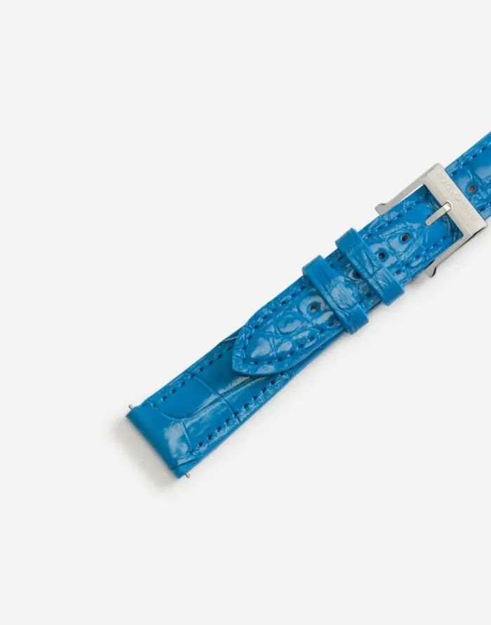 Dolce and Gabbana WatchesandStraps Women Alligator Strap With Buckle And Hook In Steel Blue Dolce and Gabbana WatchesandStraps Women Alligator Strap With Buckle And Hook In Steel Blue