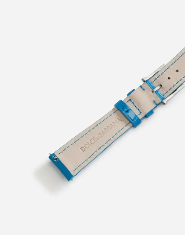 Dolce and Gabbana WatchesandStraps Women Alligator Strap With Buckle And Hook In Steel Blue Dolce and Gabbana WatchesandStraps Women Alligator Strap With Buckle And Hook In Steel Blue