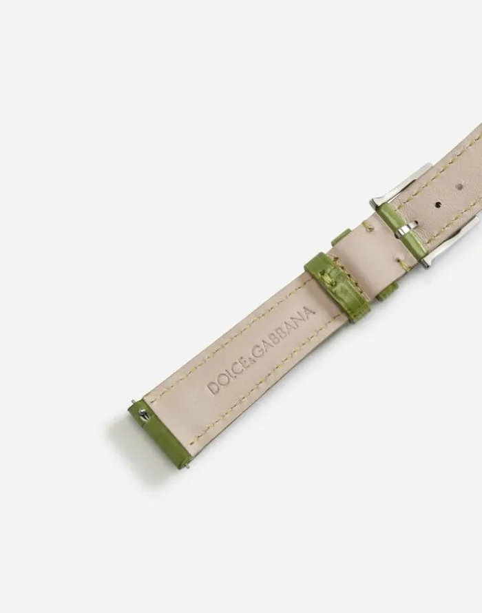 Dolce and Gabbana WatchesandStraps Women Alligator Strap With Buckle And Hook In Steel Olive Green Dolce and Gabbana WatchesandStraps Women Alligator Strap With Buckle And Hook In Steel Olive Green