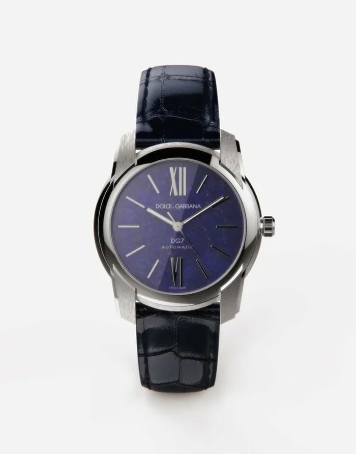Dolce and Gabbana Watches Men DG7 Watch In Steel With Lapislazuli Blue