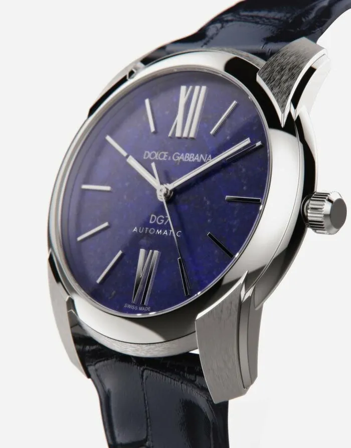 Dolce and Gabbana Watches Men DG7 Watch In Steel With Lapislazuli Blue Dolce and Gabbana Watches Men DG7 Watch In Steel With Lapislazuli Blue