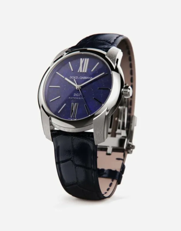 Dolce and Gabbana Watches Men DG7 Watch In Steel With Lapislazuli Blue Dolce and Gabbana Watches Men DG7 Watch In Steel With Lapislazuli Blue