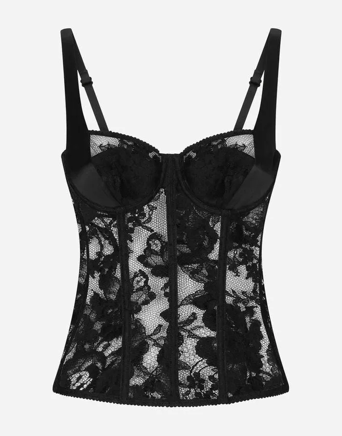 Dolce and Gabbana Wear It Like DGCelebs Women Lace Lingerie Bustier With Straps Black Dolce and Gabbana Wear It Like DGCelebs Women Lace Lingerie Bustier With Straps Black