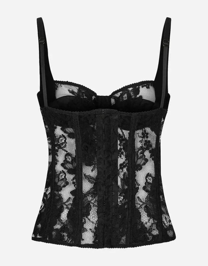Dolce and Gabbana Wear It Like DGCelebs Women Lace Lingerie Bustier With Straps Black Dolce and Gabbana Wear It Like DGCelebs Women Lace Lingerie Bustier With Straps Black