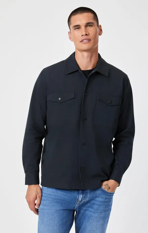 Double Pocket Overshirt In Pirate Black Men Mavi Jeans Shirts