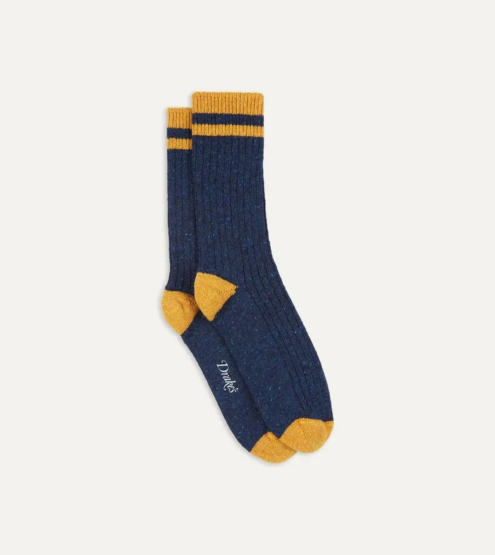 Drake039s Blue Striped Donegal Wool Socks 8211 Accessories