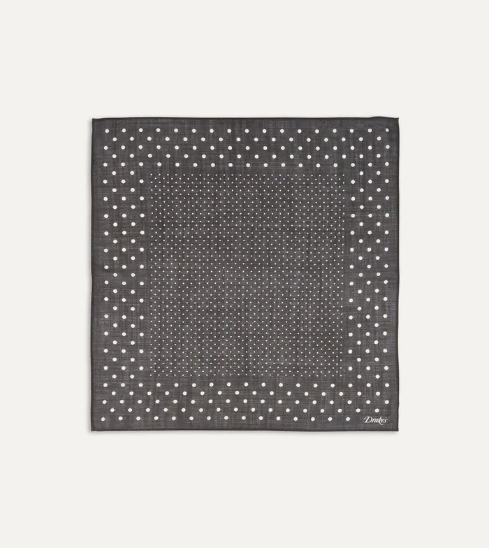 Drake039s Brown Spots Print WoolSilk Pocket Square 8211 Accessories