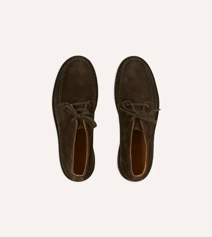 Drake039s Crosby MocToe Chukka Boot Dark Brown Roughout Suede With Rubber Sole 8211 Footwear