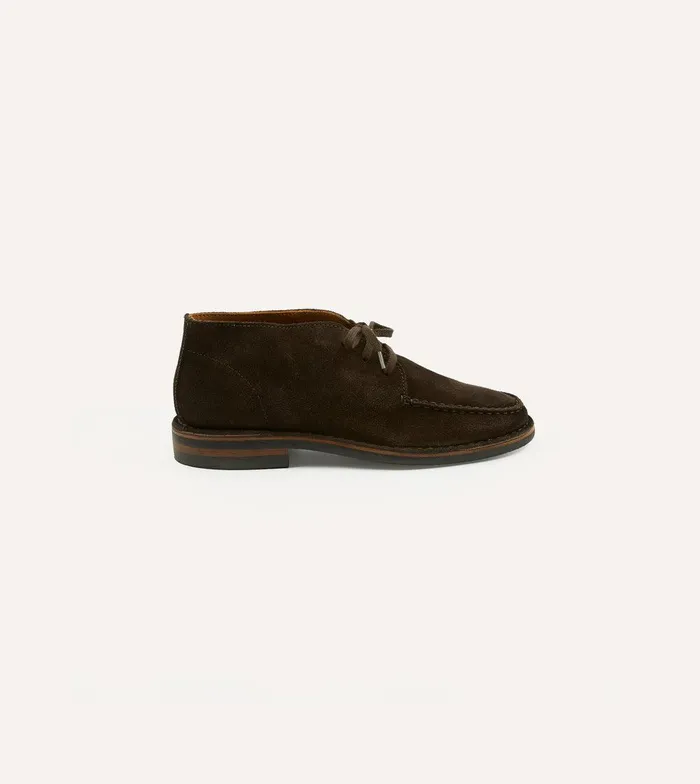 Drake039s Crosby MocToe Chukka Boot Dark Brown Roughout Suede With Rubber Sole 8211 Footwear