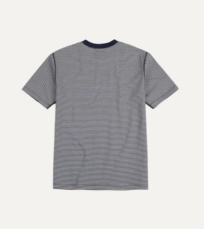 Drake039s Ecru And Navy Stripe Cotton Crew Neck Hiking TShirt 8211 Clothing
