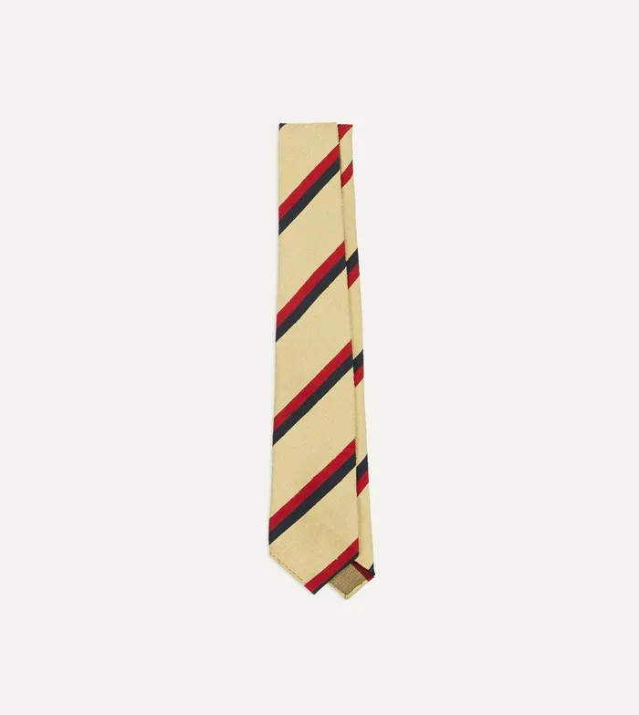 Drake039s Gold Red And Navy Stripe Shantung Silk Tie 8211 Ties