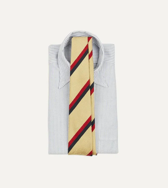 Drake039s Gold Red And Navy Stripe Shantung Silk Tie 8211 Ties