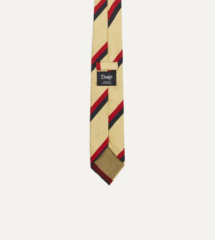 Drake039s Gold Red And Navy Stripe Shantung Silk Tie 8211 Ties