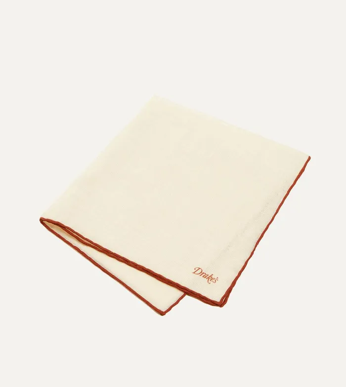 Drake039s Ivory And Rust Shoestring Border Silk Pocket Square 8211 Accessories