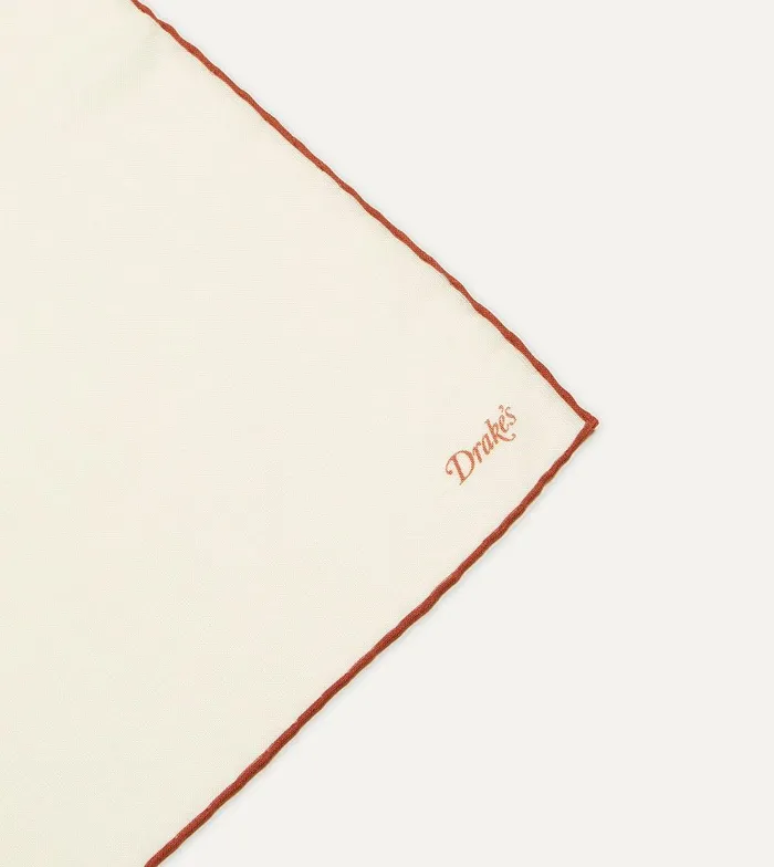 Drake039s Ivory And Rust Shoestring Border Silk Pocket Square 8211 Accessories