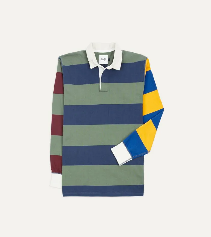 Drake039s Multicolour Block Stripe Cotton Rugby Shirt 8211 ClothingShirts