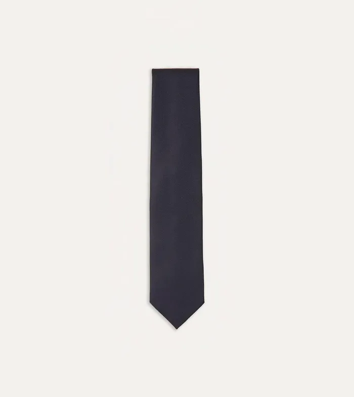 Drake039s Navy Silk Twill Tipped Tie 8211 Ties
