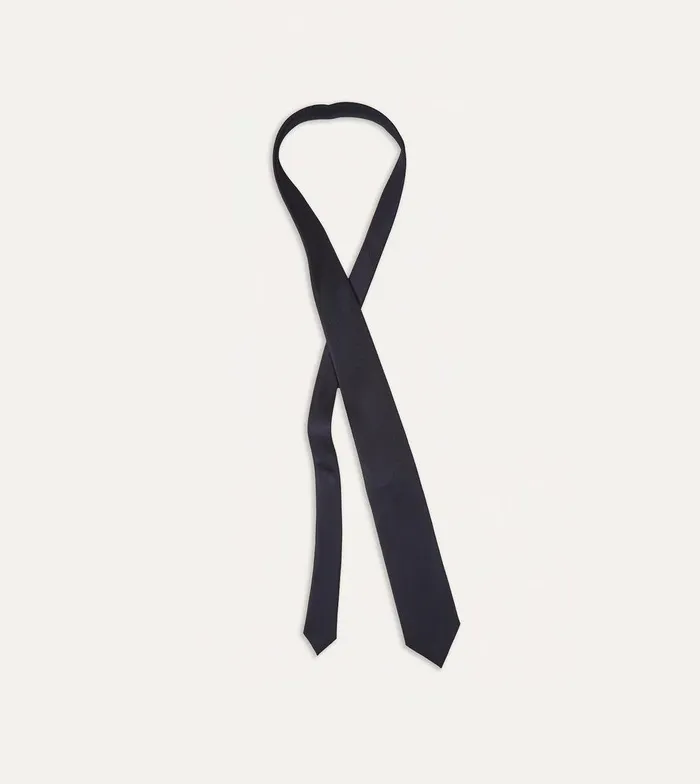 Drake039s Navy Silk Twill Tipped Tie 8211 Ties Drake039s Navy Silk Twill Tipped Tie 8211 Ties