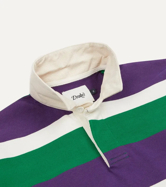 Drake039s Purple Green And White Stripe Cotton Rugby Shirt 8211 ClothingShirts