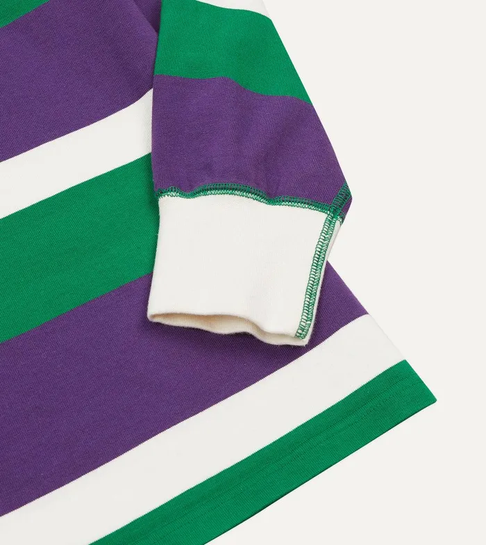 Drake039s Purple Green And White Stripe Cotton Rugby Shirt 8211 ClothingShirts