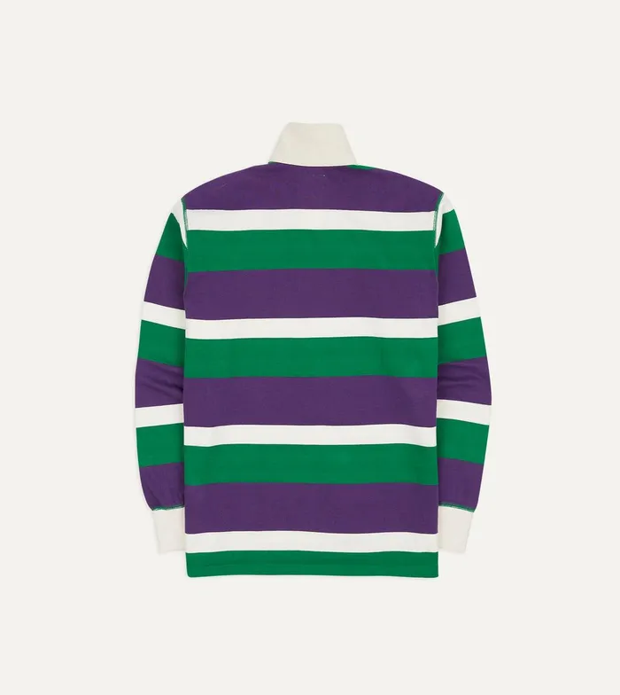 Drake039s Purple Green And White Stripe Cotton Rugby Shirt 8211 ClothingShirts