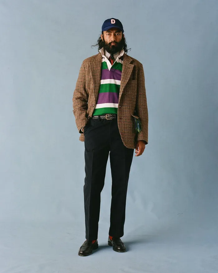 Drake039s Purple Green And White Stripe Cotton Rugby Shirt 8211 ClothingShirts