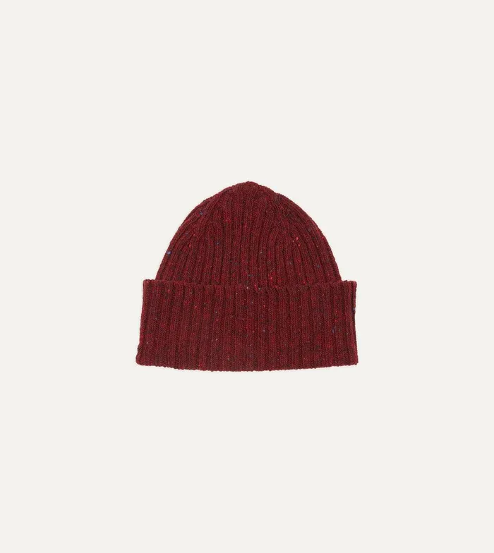 Drake039s Red Donegal Ribbed Merino Knit Cap 8211 Accessories