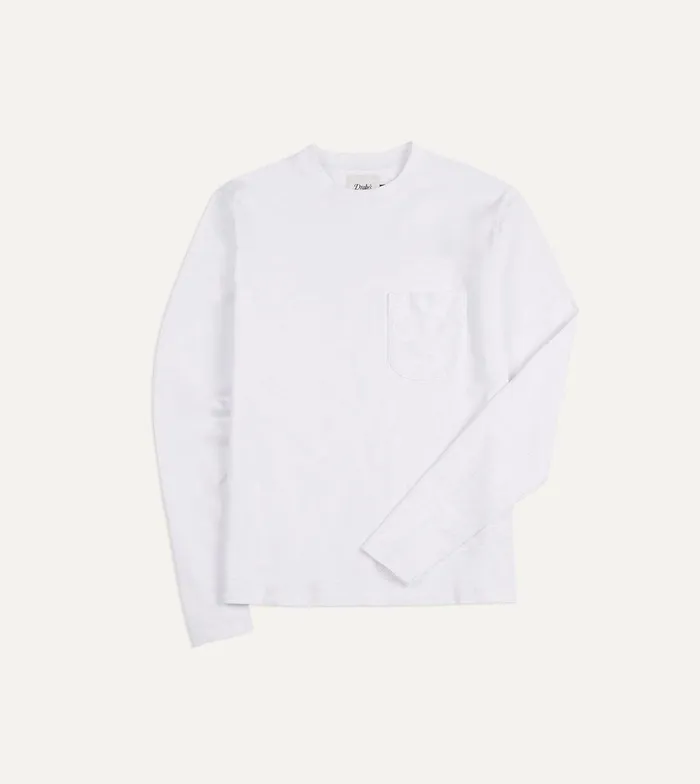 Drake039s White Flam Cotton Crew Neck Long Sleeve Hiking TShirt 8211 Clothing