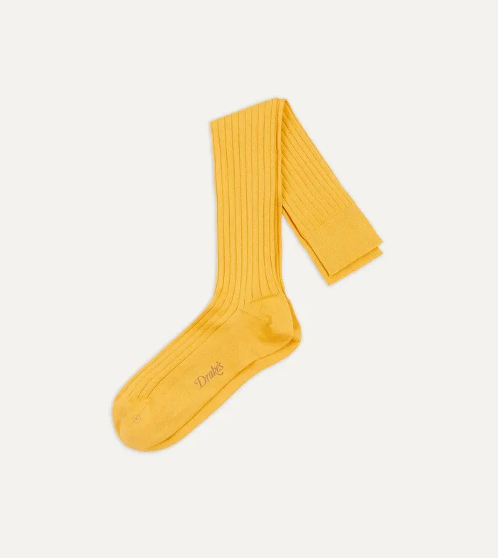 Drake039s Yellow Cotton OvertheCalf Socks 8211 Accessories