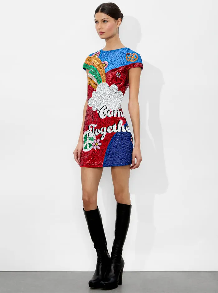 Dresses Women Alice Olivia The Beatles Clyde Shift Dress Come Together