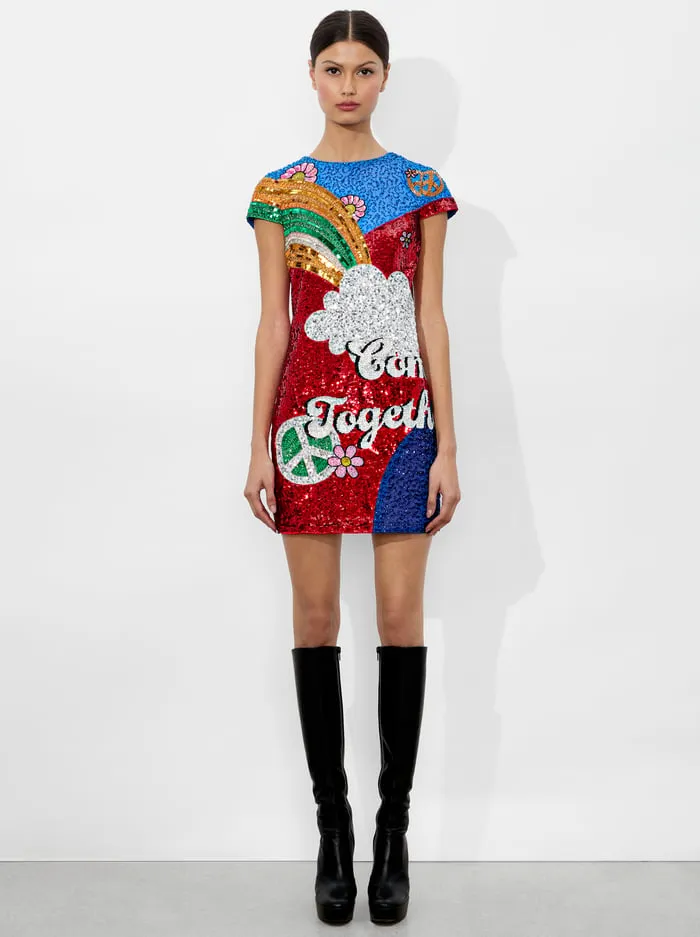 Dresses Women Alice Olivia The Beatles Clyde Shift Dress Come Together