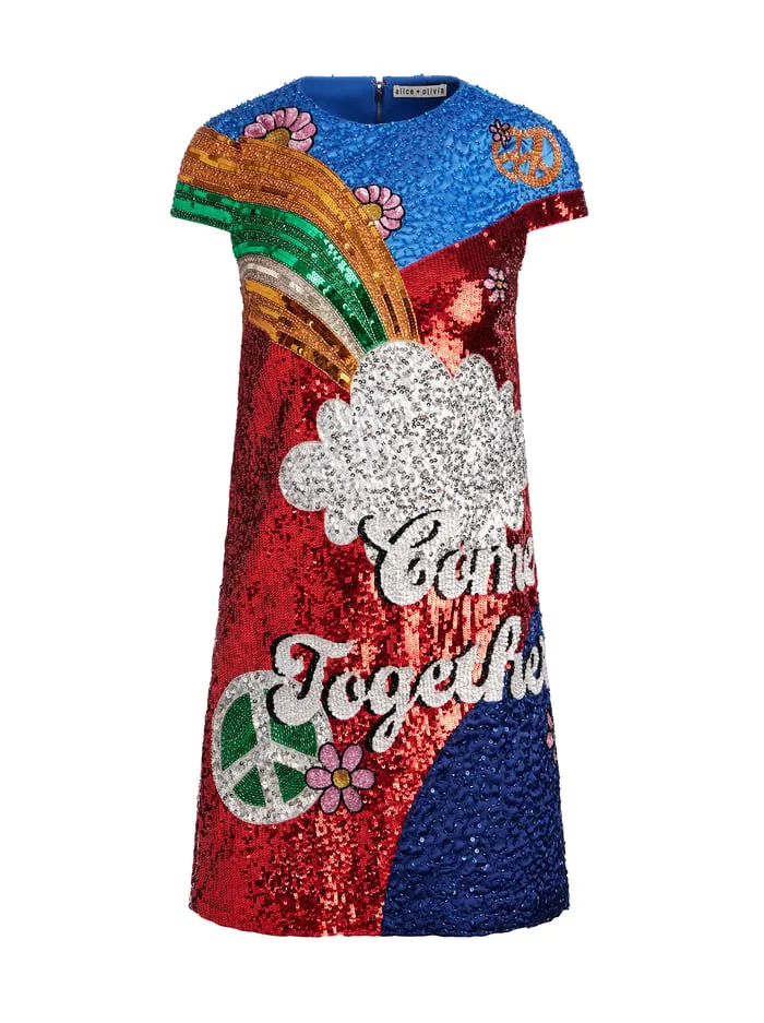 Dresses Women Alice Olivia The Beatles Clyde Shift Dress Come Together