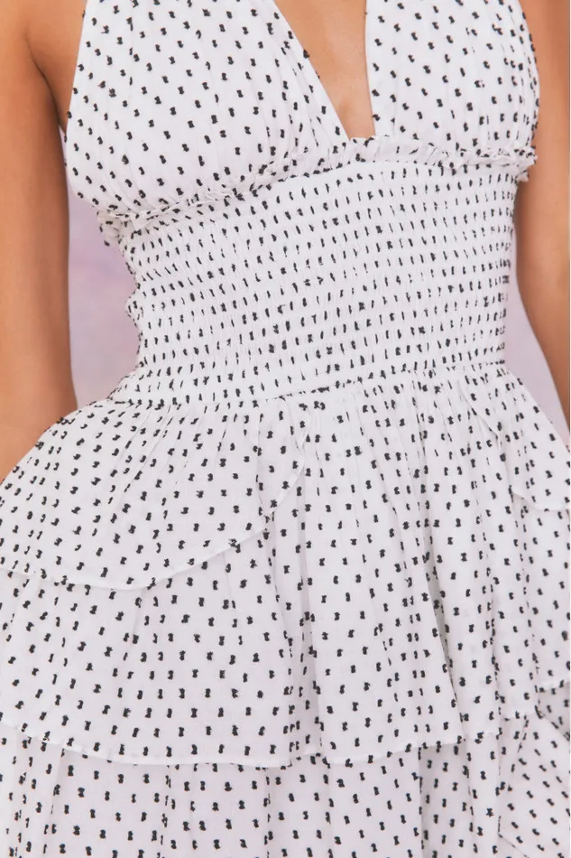 Dresses Women LoveShackFancy Deanna Polka Dot Halter Mini Dress Antique White
