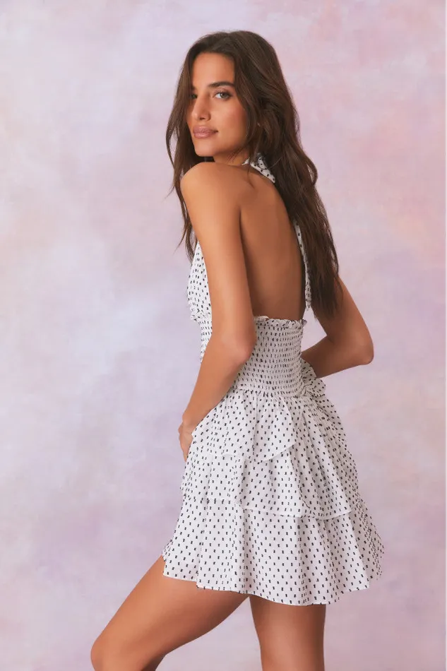 Dresses Women LoveShackFancy Deanna Polka Dot Halter Mini Dress Antique White