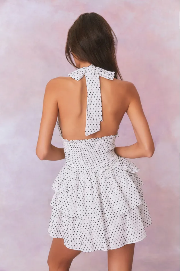 Dresses Women LoveShackFancy Deanna Polka Dot Halter Mini Dress Antique White