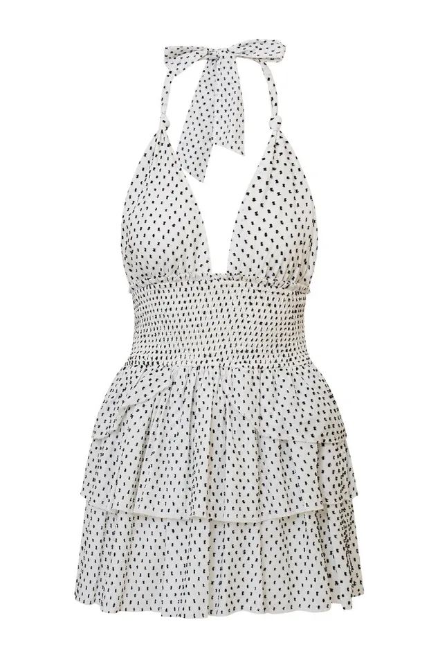 Dresses Women LoveShackFancy Deanna Polka Dot Halter Mini Dress Antique White