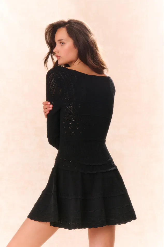 Dresses Women LoveShackFancy Lavender Pointelle Knit Mini Dress Black