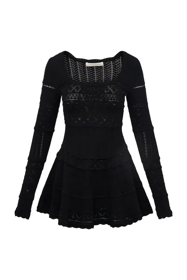 Dresses Women LoveShackFancy Lavender Pointelle Knit Mini Dress Black