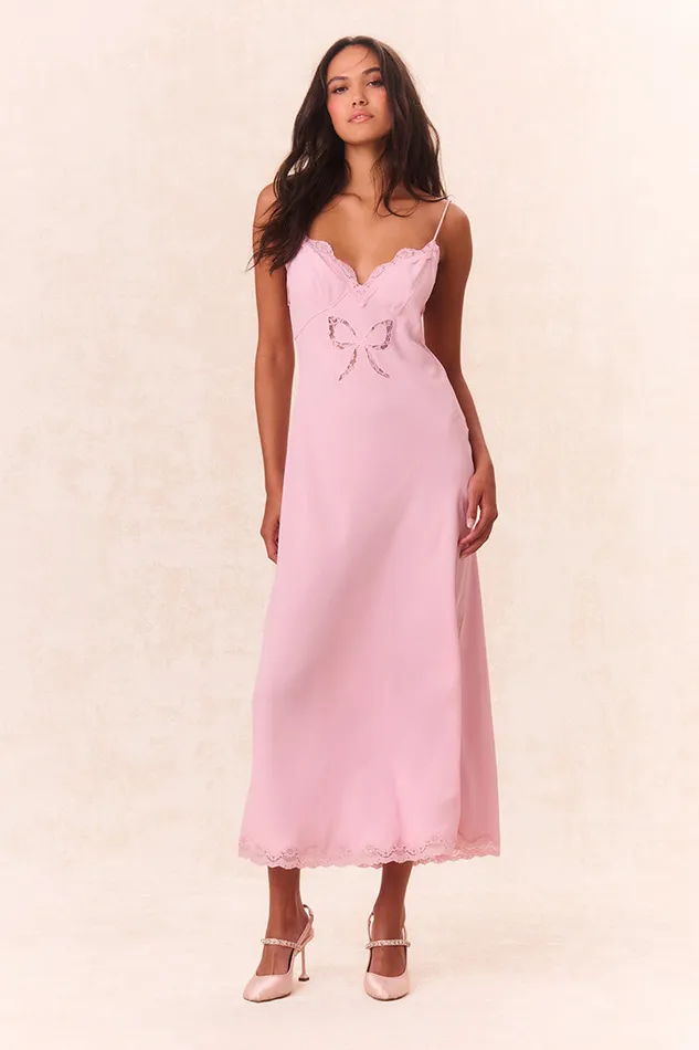 Dresses Women LoveShackFancy Manuela Bow Slip Maxi Dress Pirouette Pink