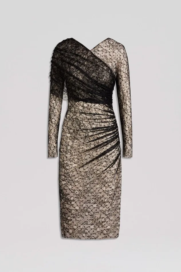 Dresses Women Scanlan Theodore LACE DRAPE DRESS Black