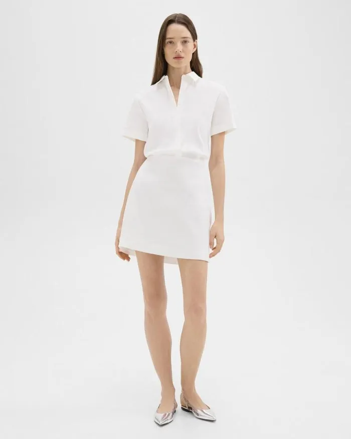 Dresses Women Theory ALine Dress In Stretch Linen White