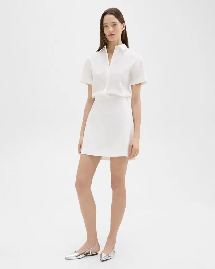 Dresses Women Theory ALine Dress In Stretch Linen White Dresses Women Theory ALine Dress In Stretch Linen White