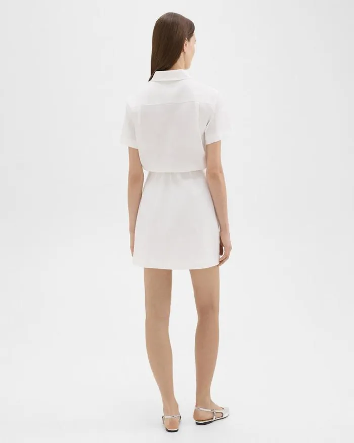 Dresses Women Theory ALine Dress In Stretch Linen White Dresses Women Theory ALine Dress In Stretch Linen White