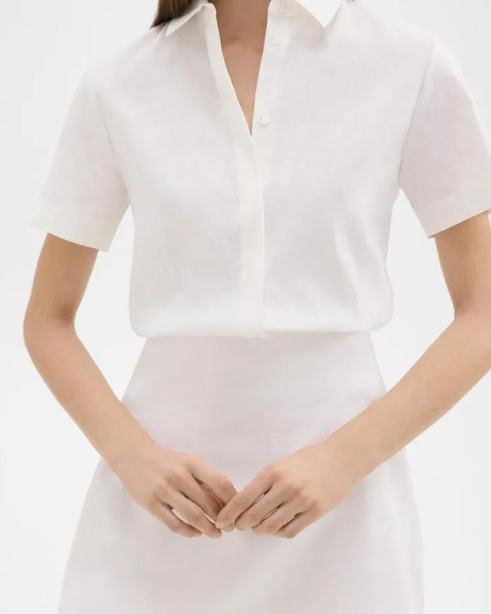 Dresses Women Theory ALine Dress In Stretch Linen White Dresses Women Theory ALine Dress In Stretch Linen White